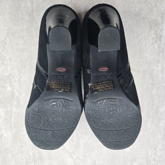 Clarks Comfort Ankle Booties Size 6 Black Suede Preppy Block Heel Shoe Boots - Picture 7 of 12